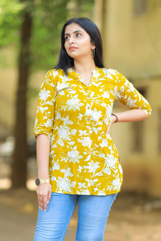 Shreya - yellow short kurti