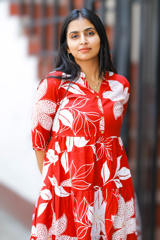 Sienna - bold red midi dress