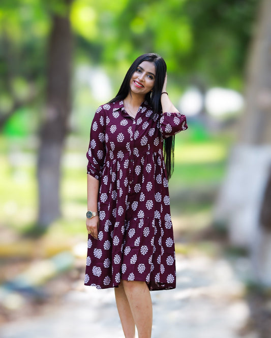 Aara - Deep wine midi dress