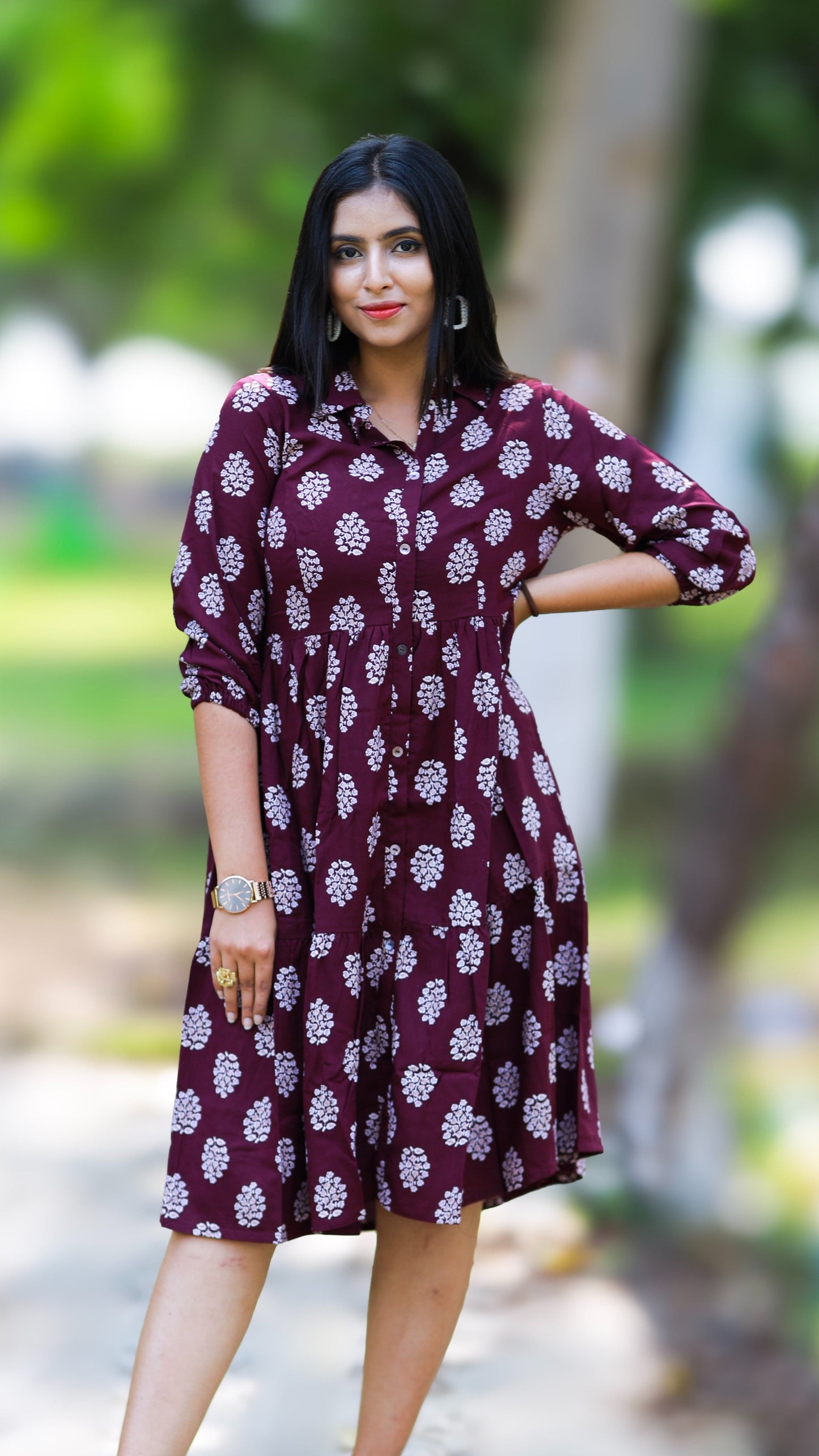 Aara - Deep wine midi dress