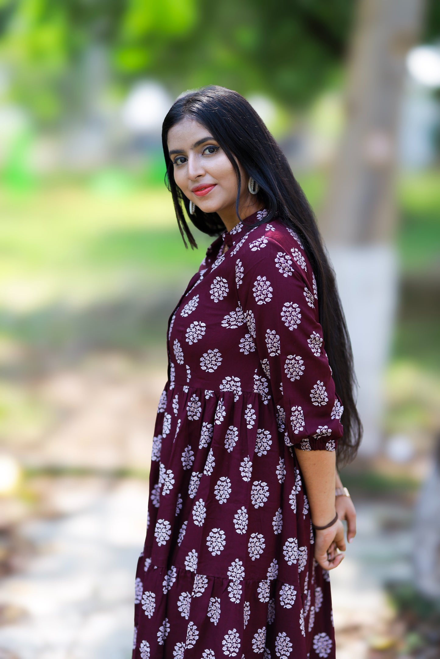 Aara - Deep wine midi dress