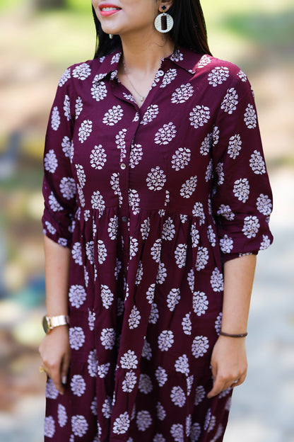 Aara - Deep wine midi dress