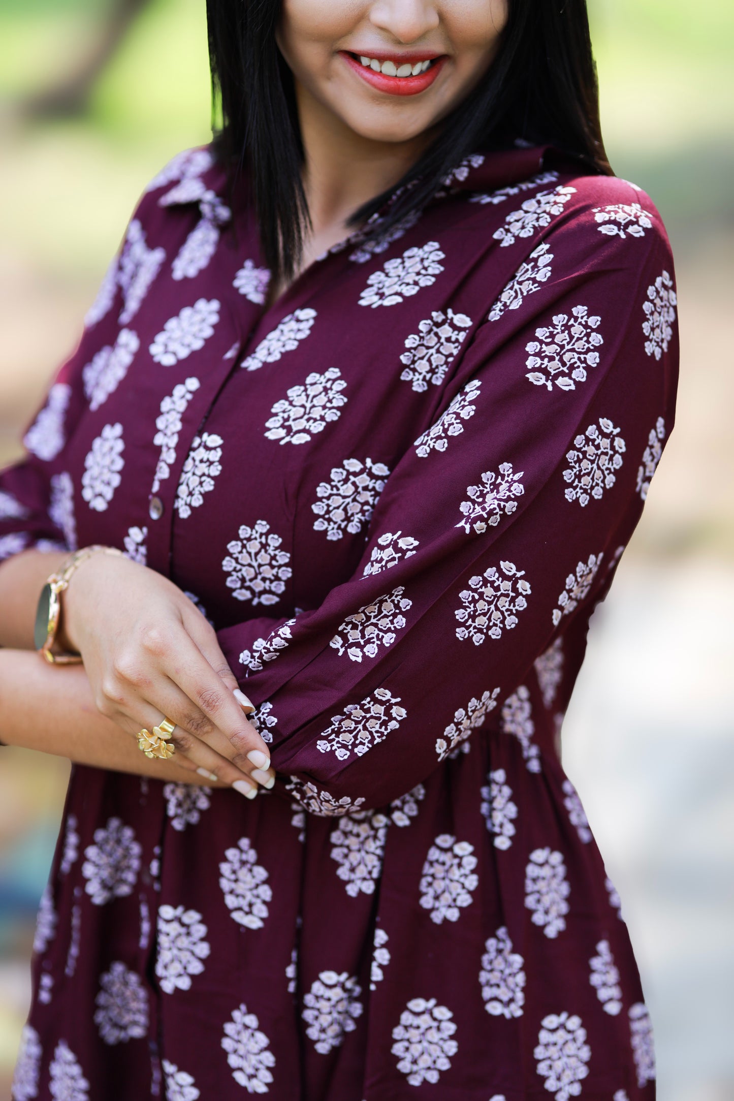 Aara - Deep wine midi dress