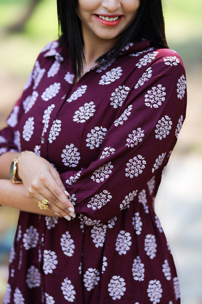 Aara - Deep wine midi dress