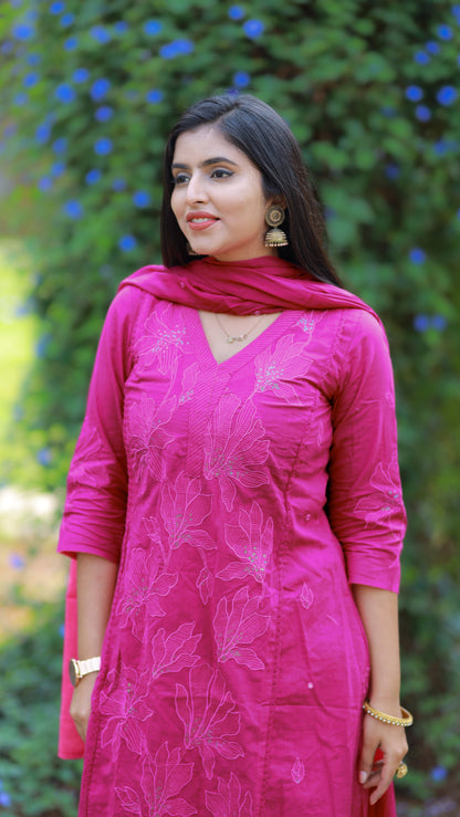 Lily - bright pink embroidered 3pc set