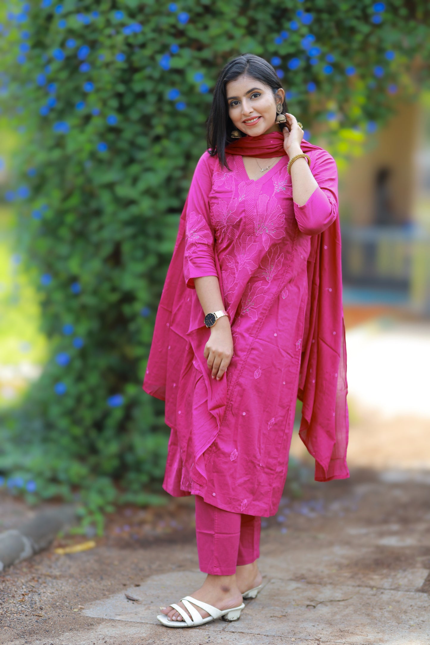 Lily - bright pink embroidered 3pc set