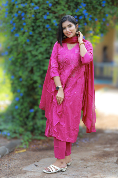 Lily - bright pink embroidered 3pc set