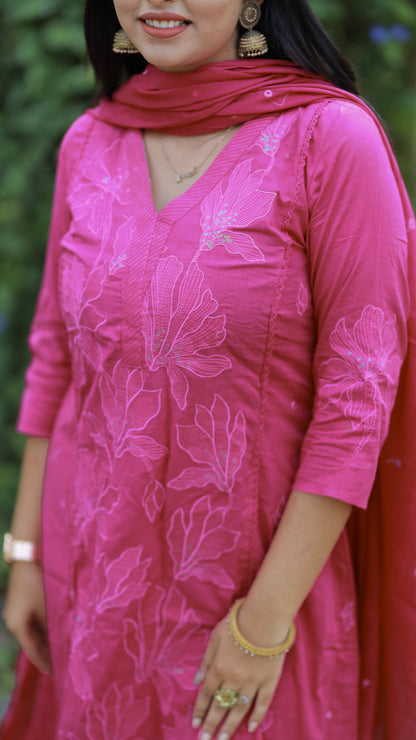 Lily - bright pink embroidered 3pc set