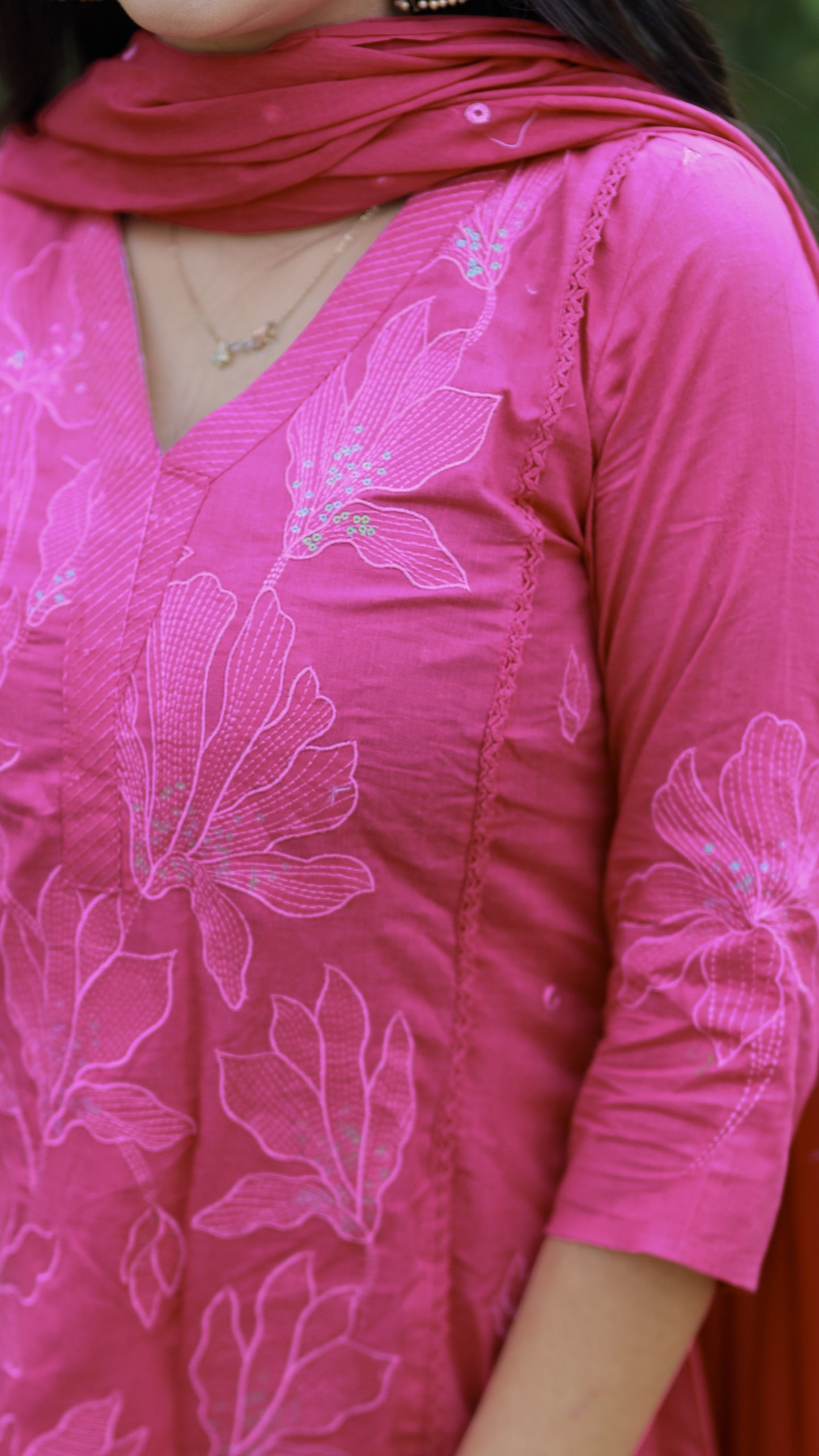 Lily - bright pink embroidered 3pc set