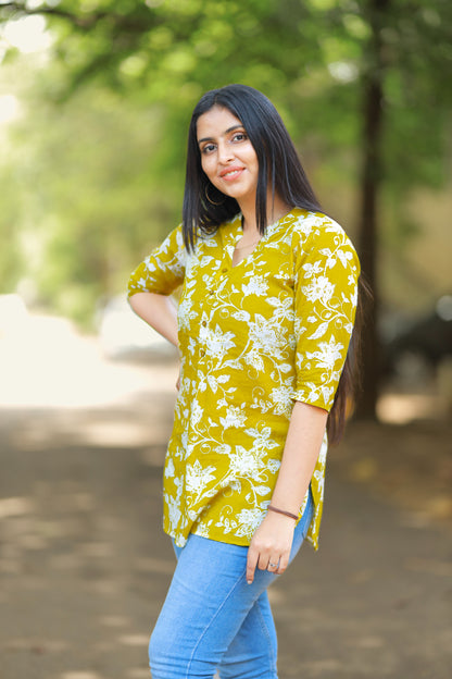 Shreya - yellow short kurti
