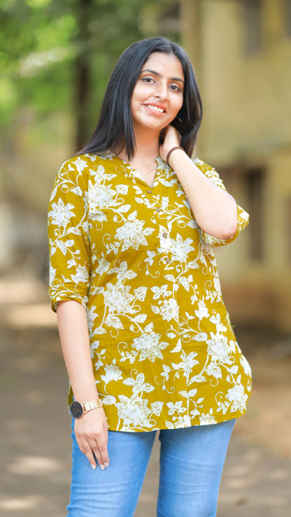 Shreya - yellow short kurti