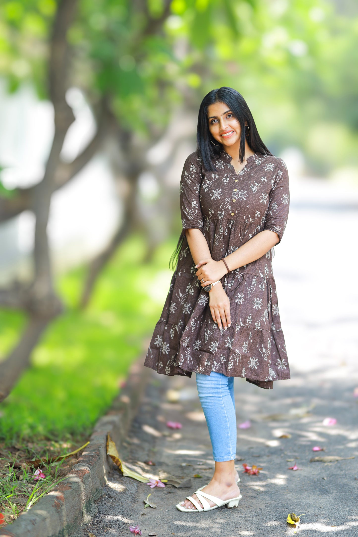 Tessa - brown midi dress