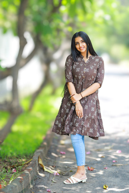 Tessa - brown midi dress