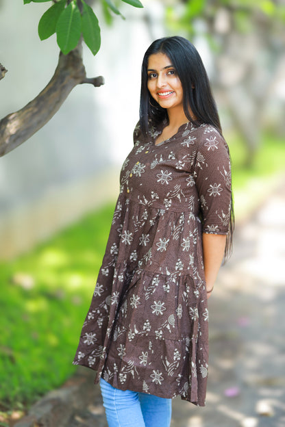 Tessa - brown midi dress