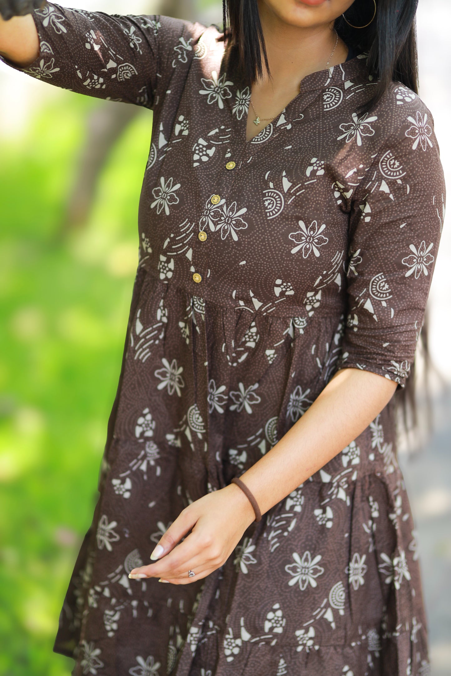 Tessa - brown midi dress