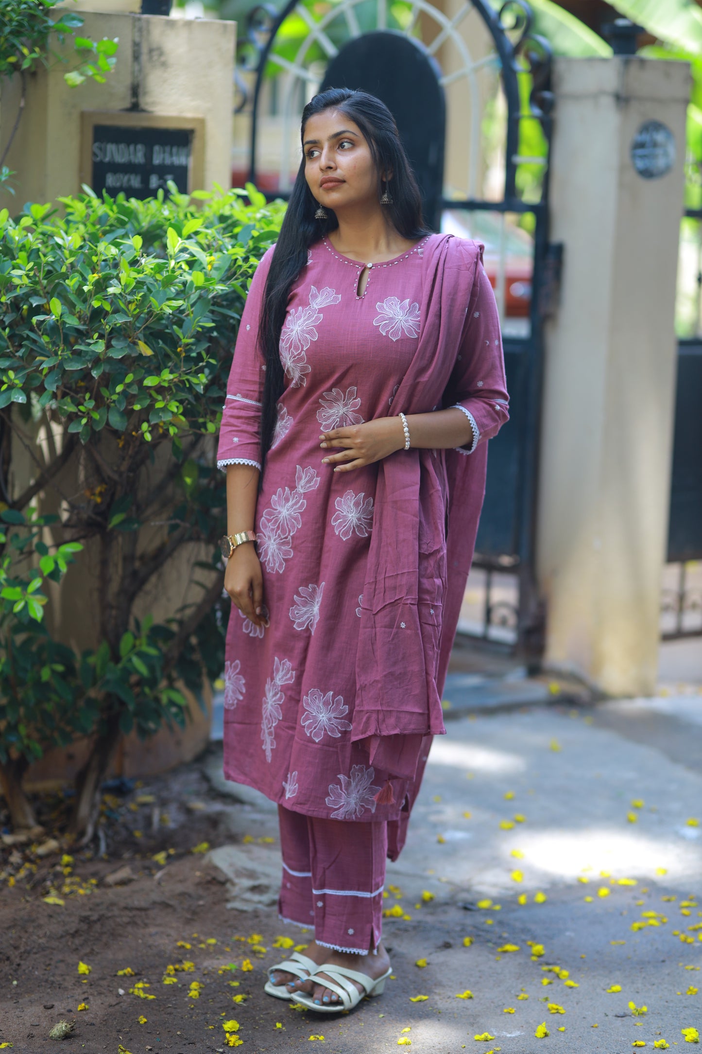 Pink Embroidered 3Pc Kurta Set