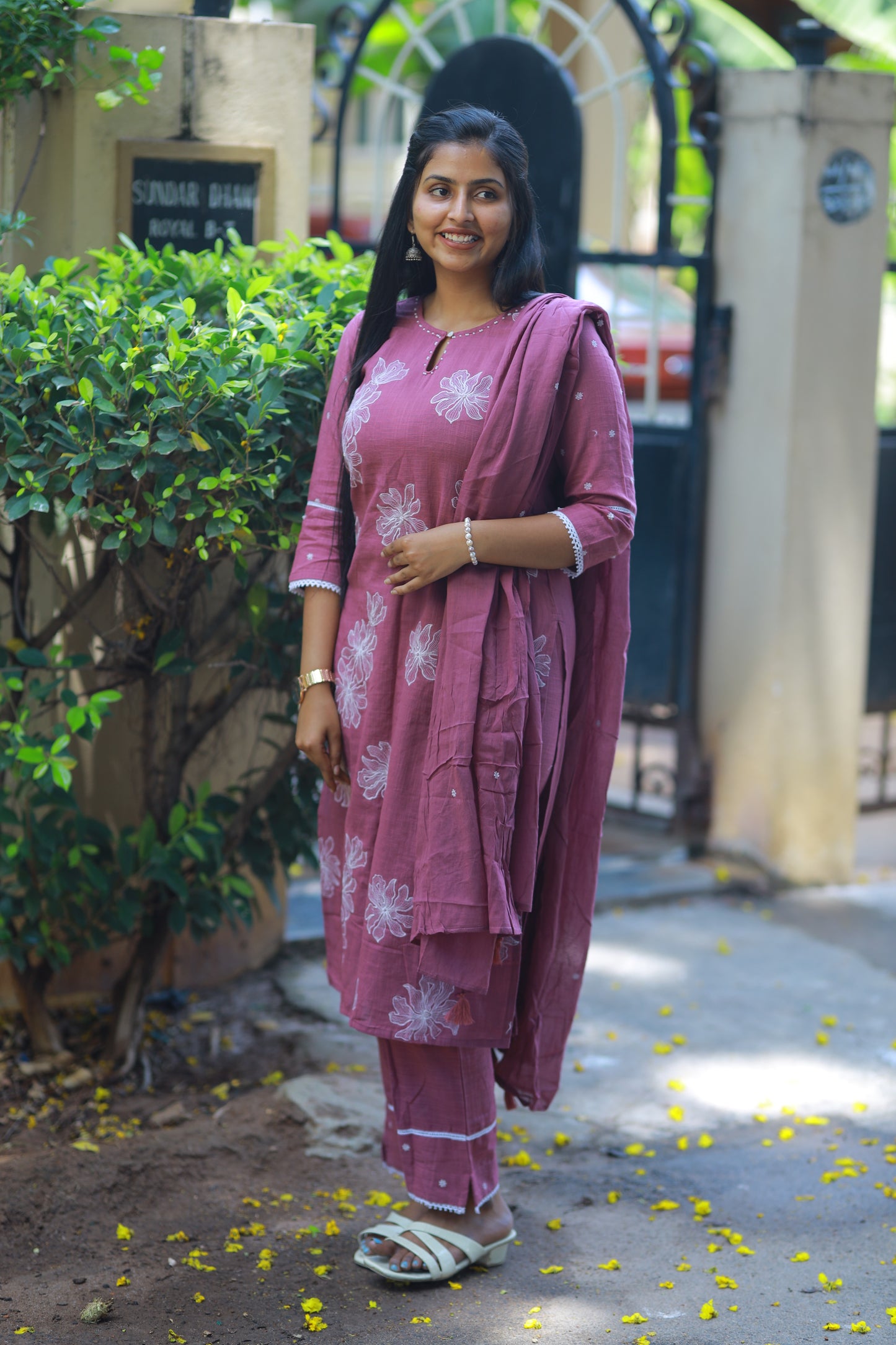 Pink Embroidered 3Pc Kurta Set