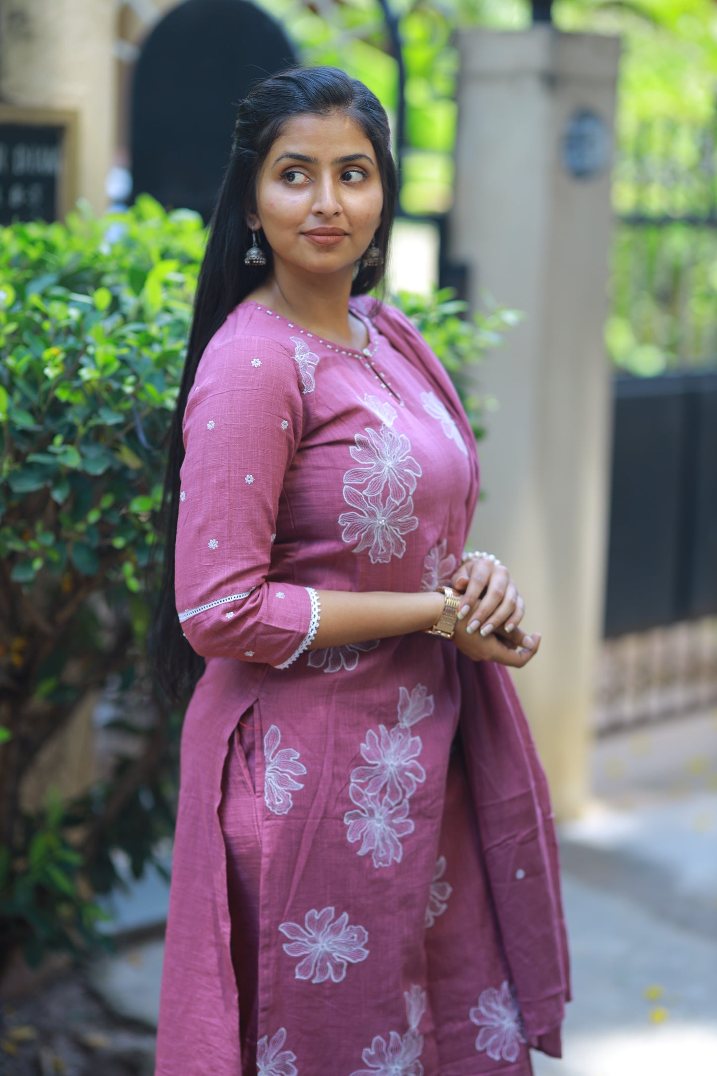 Pink Embroidered 3Pc Kurta Set