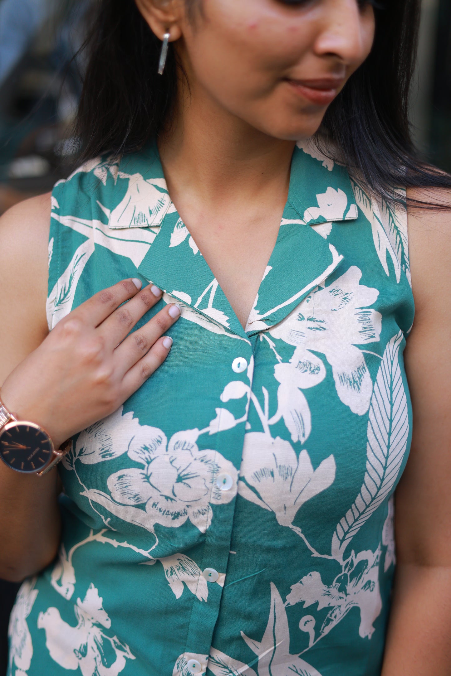 Uma - Floral Green Sleeveless Co-ord Set