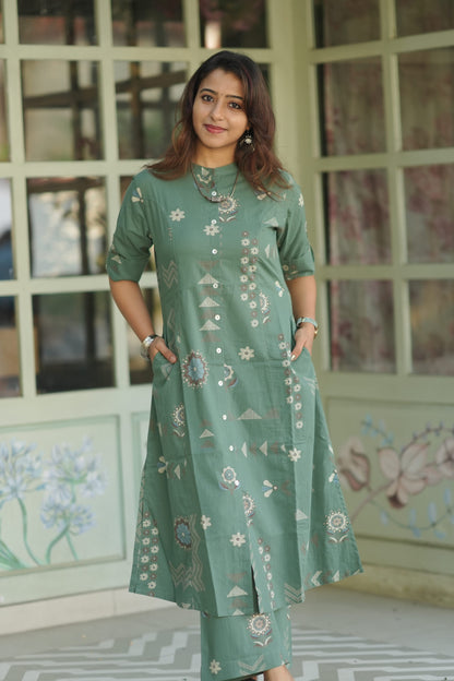 Aarthi - Green printed co-ords
