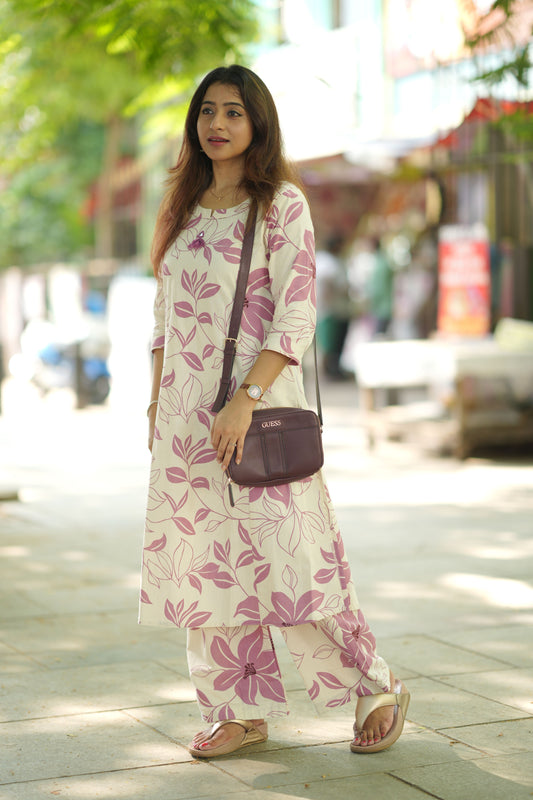 Akshitha - pink & off-white co-ords