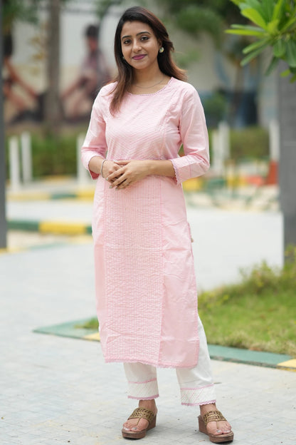 Singari - Baby pink embroidered kurta set