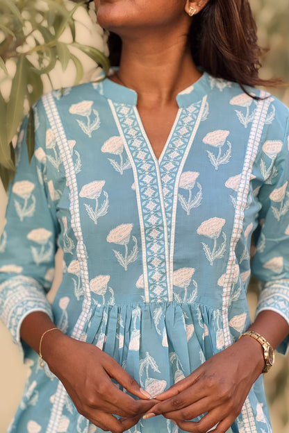 Nila - pastel blue short kurti