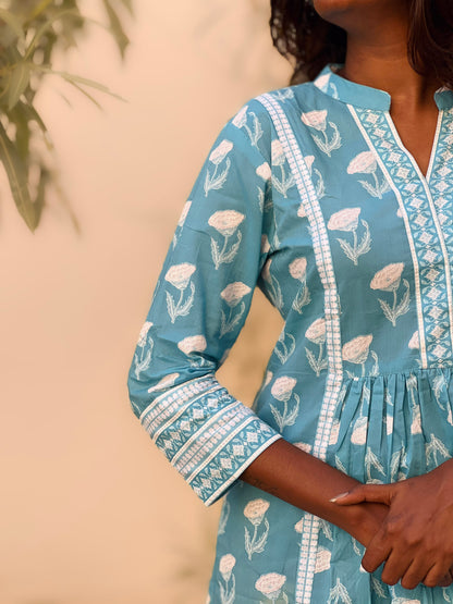 Nila - pastel blue short kurti